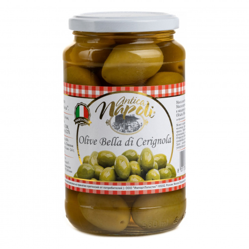 Оливки Белла ди Чериньола с косточкой, Antica Napoli (0,530кг)