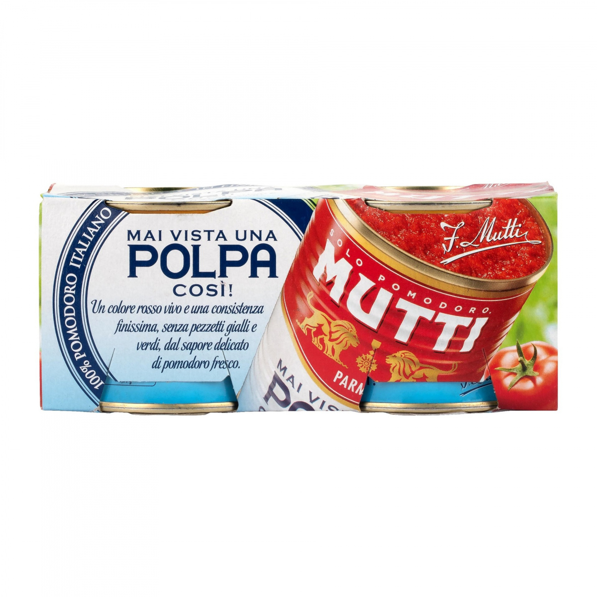 Томаты резаные кубиками в томатном соке кластер 2 шт, Mutti (0,210кг)