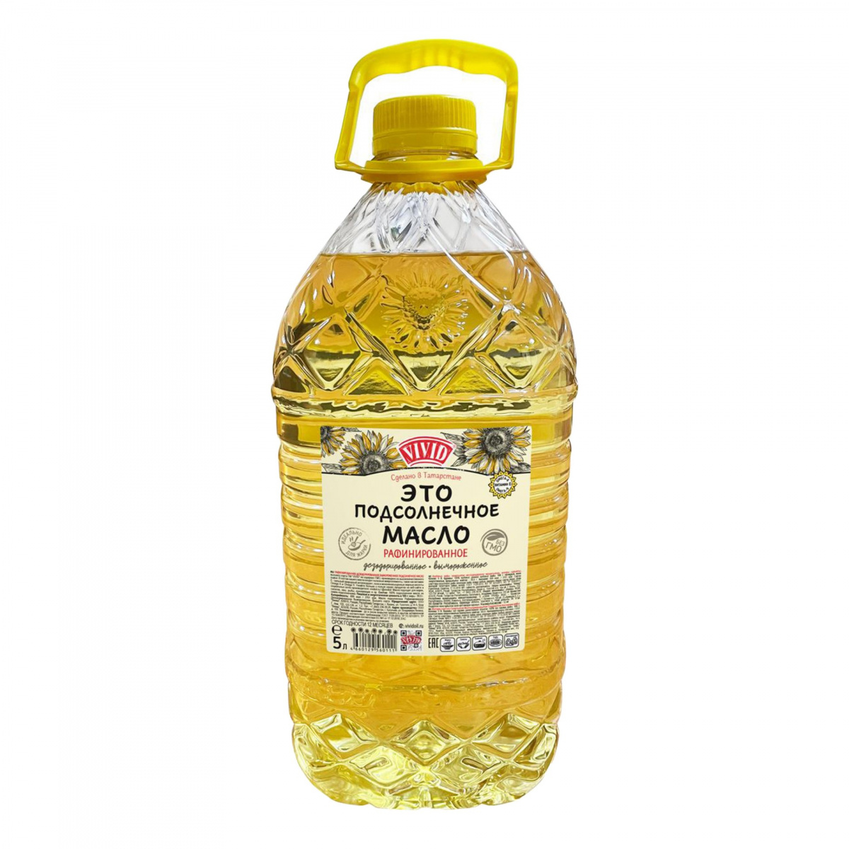 Масло подсолнечное раф. дез. выморож. в/с "VIVID" пл./бут. (5 л/4,600 кг)