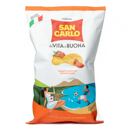 Чипсы картофельные со вкусом томата, San Carlo (0,150кг) Чипсы картофельные со вкусом томата, San Carlo (0,150кг)
