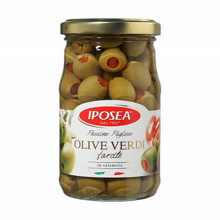 Оливки с перцем без косточки, IPOSEA (0,290кг)